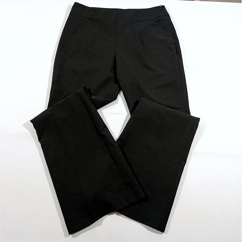 Akris Pants Womens US Sz 12 Black Wool Dress Trousers Career Wide Leg - Picture 1 of 10